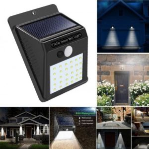 Motion sensor solar security light for outdoor home lighting